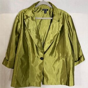 Vintage Dana Kay Jacket‎ Size 22W Chartreuse Green 3/4 Sleeve Plus Size Fancy